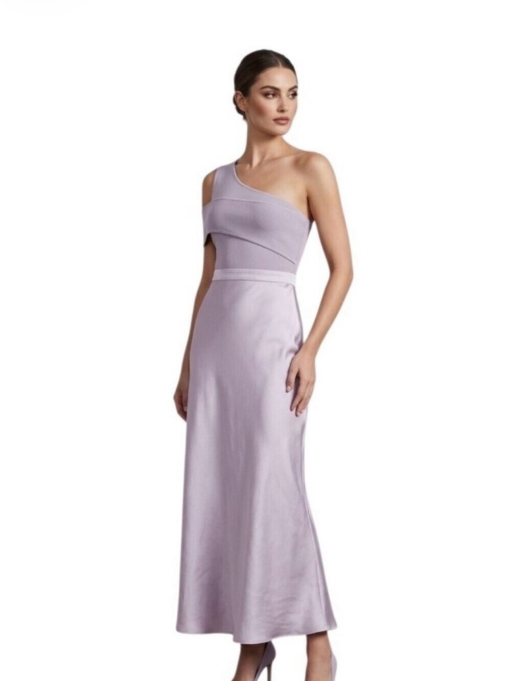 Ted Baker Lilac One-Shoulder Satin Evening Dress